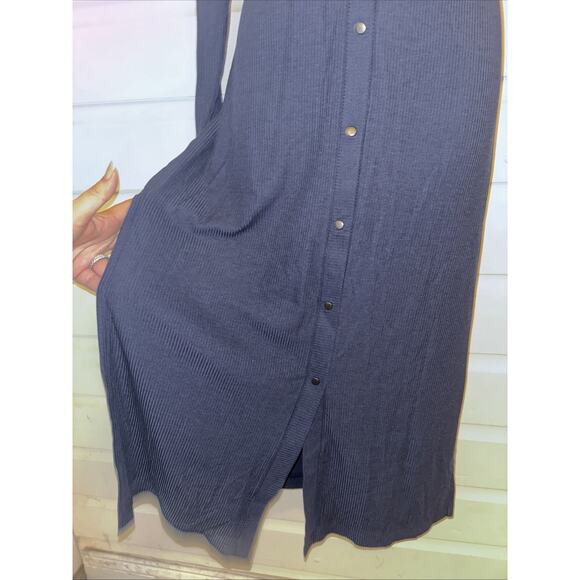 NWT GSTQ Ribbed Stretch Long Sleeve Full Button Henley Dress Size M - Picture 6 of 13